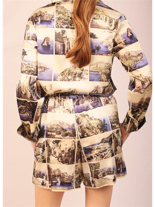 short in seta stampa cartoline Laboratorio Capri | MARIKAPOSTCARDS